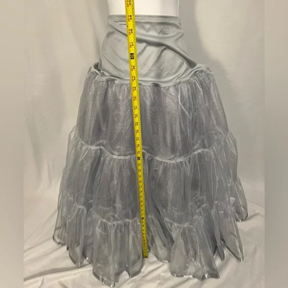 Tiered Silver Tulle Petticoat with Soft Waistband - Picture 7 of 9